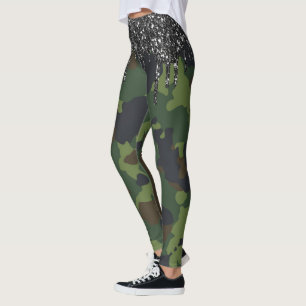 Glitter Tropfen Tarnung Tarndruck Militärisch Leggings