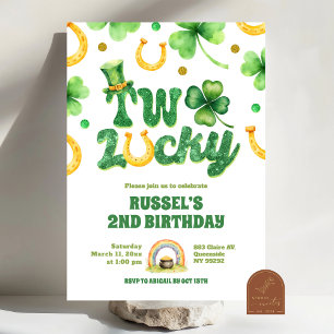 Glitter Two Lucky St. Patrick 2. Geburtstag Einladung