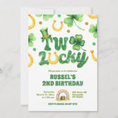 Glitter Two Lucky St Patrick 2nd Birthday Einladung (Vorderseite)