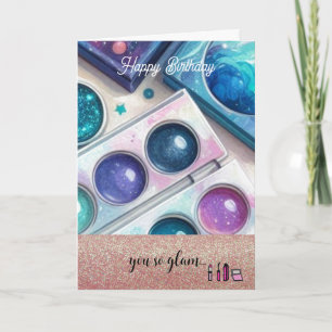 Glitter und Glam Make-up Geburtstag Karte