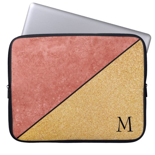 Glitter und Marmor Laptopschutzhülle (Vorderseite)