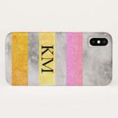 Glitter und Marmor mit Monogramm Case-Mate iPhone Hülle (Rückseite (Horizontal))