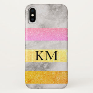 Glitter und Marmor mit Monogramm Case-Mate iPhone Hülle