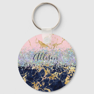 Glitter und Marmor personalisiert Schlüsselanhänger