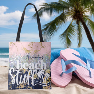 Glitter und Marmor personalisierte Strandartikel Tasche