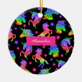 Glitter Unicorn Rainbow with First Name Christmas Keramik Ornament (Vorne)