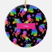Glitter Unicorn Rainbow with First Name Christmas Keramik Ornament (Hinten)