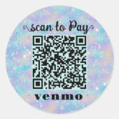 Glitter Venmo QR-Code rundes Sticker (Vorderseite)