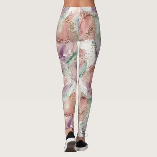Glitter Watercolor Pattern – Soft Painted Sparkle Leggings (Rückseite)