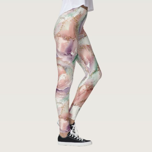 Glitter Watercolor Pattern – Soft Painted Sparkle  Leggings (Rechts)