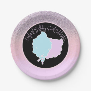 Glitter-Watte-Zuckerbäckerei-Geburtstagsfeier Rosa Pappteller