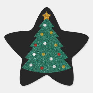Glitter-Weihnachtsbaum Stern-Aufkleber