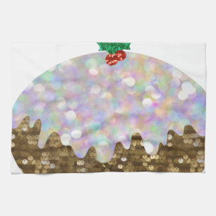 Glitter-Weihnachtspuddings Geschirrtuch