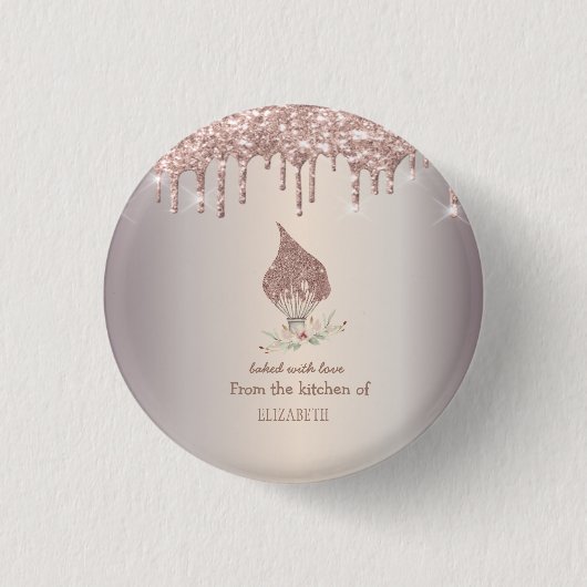 Glitter Whisk Rose Gold Glitter Drips Bakery    Button (Vorderseite)