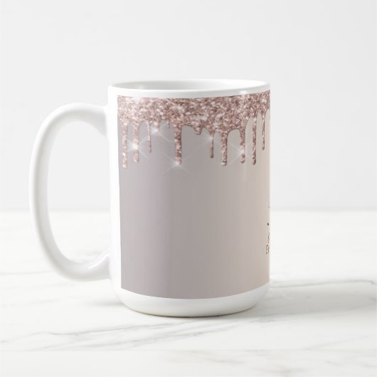 Glitter Whisk Rose Gold Glitter Drips Bakery Kaffeetasse (Links)