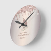 Glitter Whisk Rose Gold Glitter Drips Bakery Runde Wanduhr (Winkel)