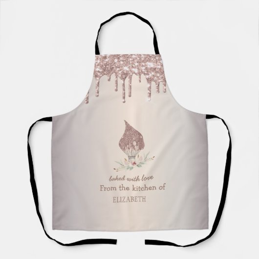 Glitter Whisk Rose Gold Glitter Drips Bakery Schürze (Vorderseite)