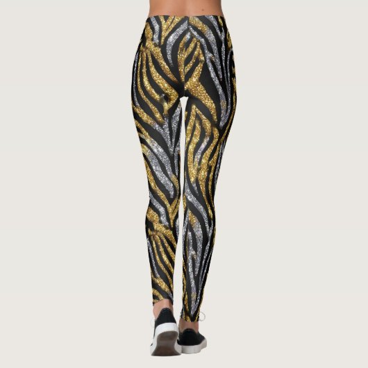 Glitter Zebra Pattern – Sparkling Black & White  Leggings (Rückseite)