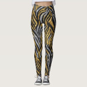 Glitter Zebra Pattern – Sparkling Black & White Leggings (Vorderseite)