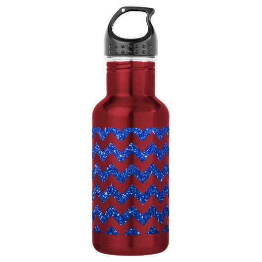 Glitter-Zickzack Blau Trinkflasche (Vorderseite)