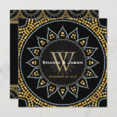 Glitterati Sunflower Black Gold Einladung zur Hoch (Vorne/Hinten)