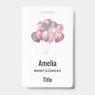 Glitterballons Rosa und Silber Ausweis