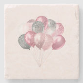 Glitterballons Rosa und Silber Steinuntersetzer (Vorderseite)