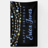 Glitterblau goldschwarz eleganter moderner Geburts Banner (Vertikal)