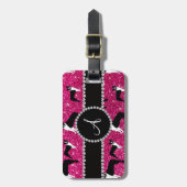 Glitterboston-Neonterrier des heißen Rosas des Gepäckanhänger (Vorderseite vertikal)