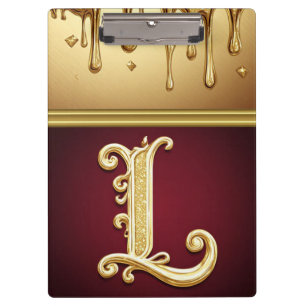 Glitterbuchstabe L Monogramm mit tröpfelnder Flüss Klemmbrett