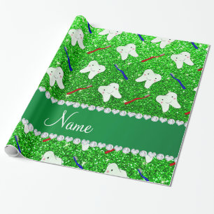 Glitterbürsten und -zahn des individuellen Namens Geschenkpapier