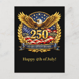 Glittered Semiquincentennial Eagle Emblem  Feiertagspostkarte