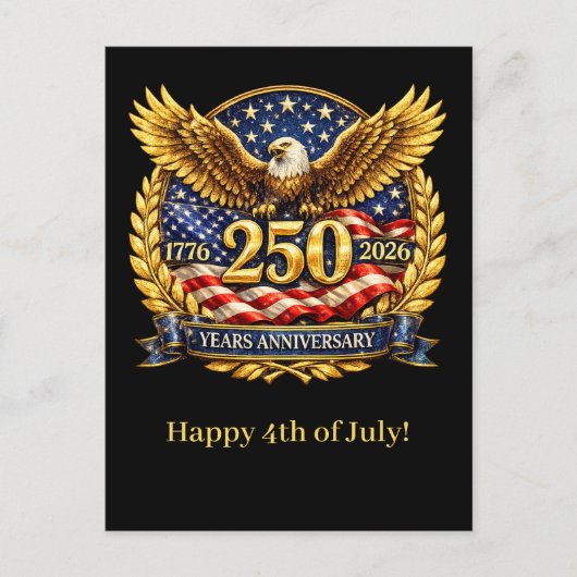Glittered Semiquincentennial Eagle Emblem  Feiertagspostkarte (Vorderseite)