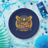 Glittered Semiquincentennial Eagle Emblem  Pappteller (Party)