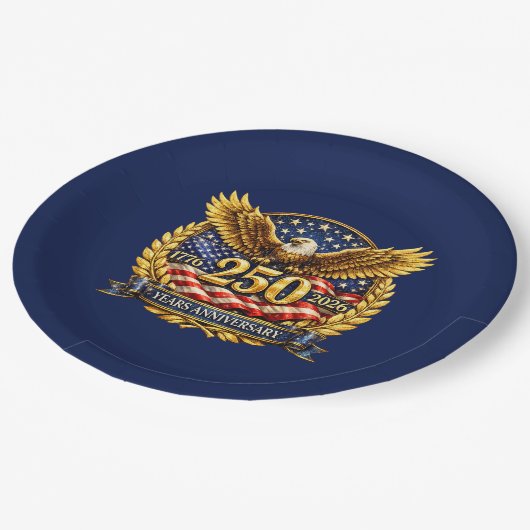 Glittered Semiquincentennial Eagle Emblem Pappteller (Schrägansicht)