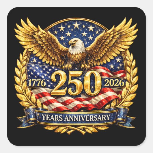 Glittered Semiquincentennial Eagle Emblem Quadratischer Aufkleber (Vorderseite)