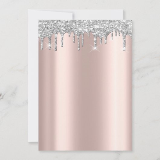 GlitterEiffelturm,Tiara,Tropfen Silver Quinceñera Einladung (Rückseite)