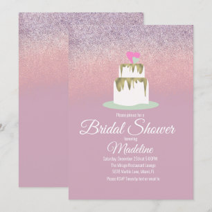 Glitterfolie Hochzeitstorte Brautparty Einladung