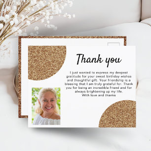 Glitterfoto zum Geburtstag Dankeschön Postkarte