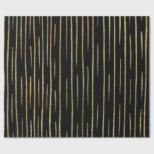 Glittergold und schwarze Streifen Geburtstag Geschenkpapier