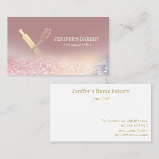 Glittergold Walzen Button Whisky Koch Bäckerei Visitenkarte (Vorne/Hinten)