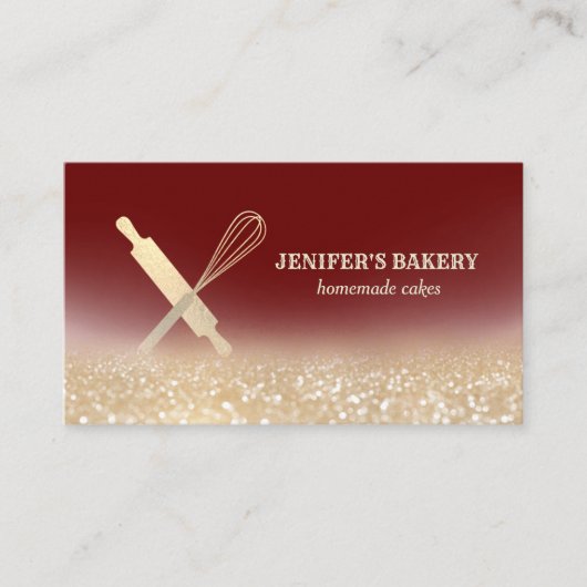 Glittergold Walzen Button Whisky Koch Bäckerei Visitenkarte (Vorderseite)