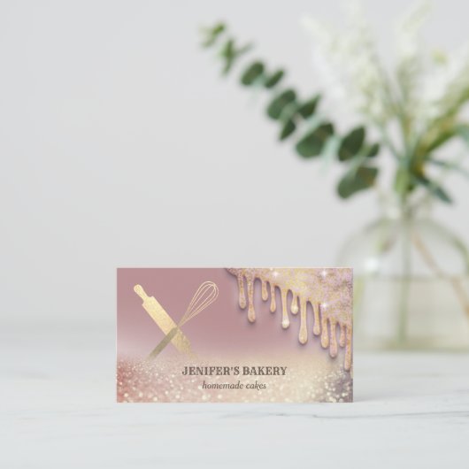 Glittergold Walzen Button Whisky Koch Bäckerei Visitenkarte (Stehend Vorderseite)