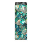 Glitterie Aquamarin Mermaid Schwanz und Blume druc Thermosbecher (Rückseite)