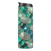 Glitterie Aquamarin Mermaid Schwanz und Blume druc Thermosbecher (Nach rechts gedreht)
