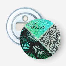 Glitterie Aquamarin tropische Leopardrucke