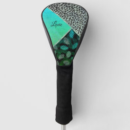 Glitterie Aquamarin tropische Leopardrucke   Golf Headcover