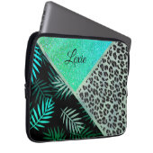 Glitterie Aquamarin tropische Leopardrucke Laptopschutzhülle (Vorne Rechts)