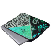Glitterie Aquamarin tropische Leopardrucke Laptopschutzhülle (Vorne Knopf)