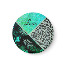 Glitterie Aquamarin tropische Leopardrucke